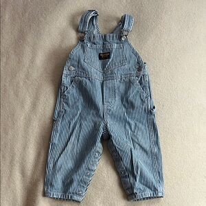 OshKosh B'gosh Blue and White Striped Overalls size 18mo